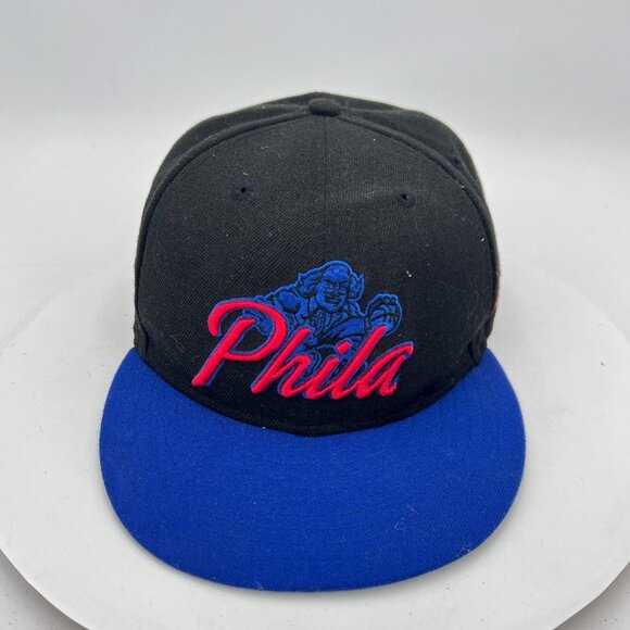 New Era 9Fifty NBA Philadelphia 76ers Embroidered Blue Black Snapback Hat - Picture 1 of 9